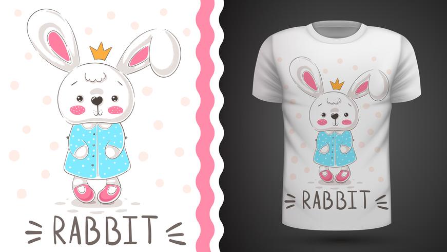 Princess rabbit - idea for print t-shirt. vector