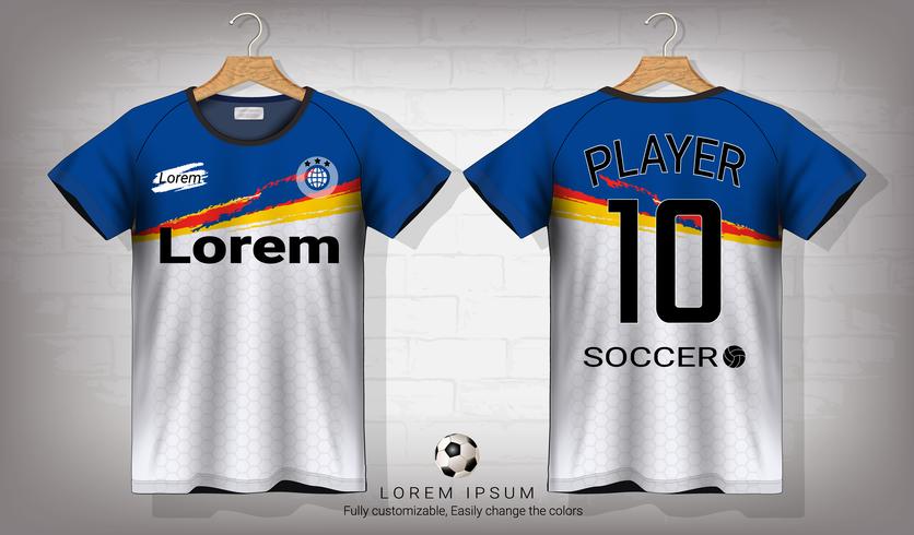 Plantilla de maqueta deportiva de camiseta y camiseta de fútbol, diseño gráfico para un equipo de fútbol o uniformes de ropa deportiva. vector