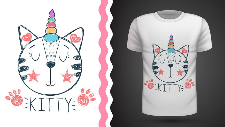 Caticorn, unicorn - idea for print t-shirt. vector