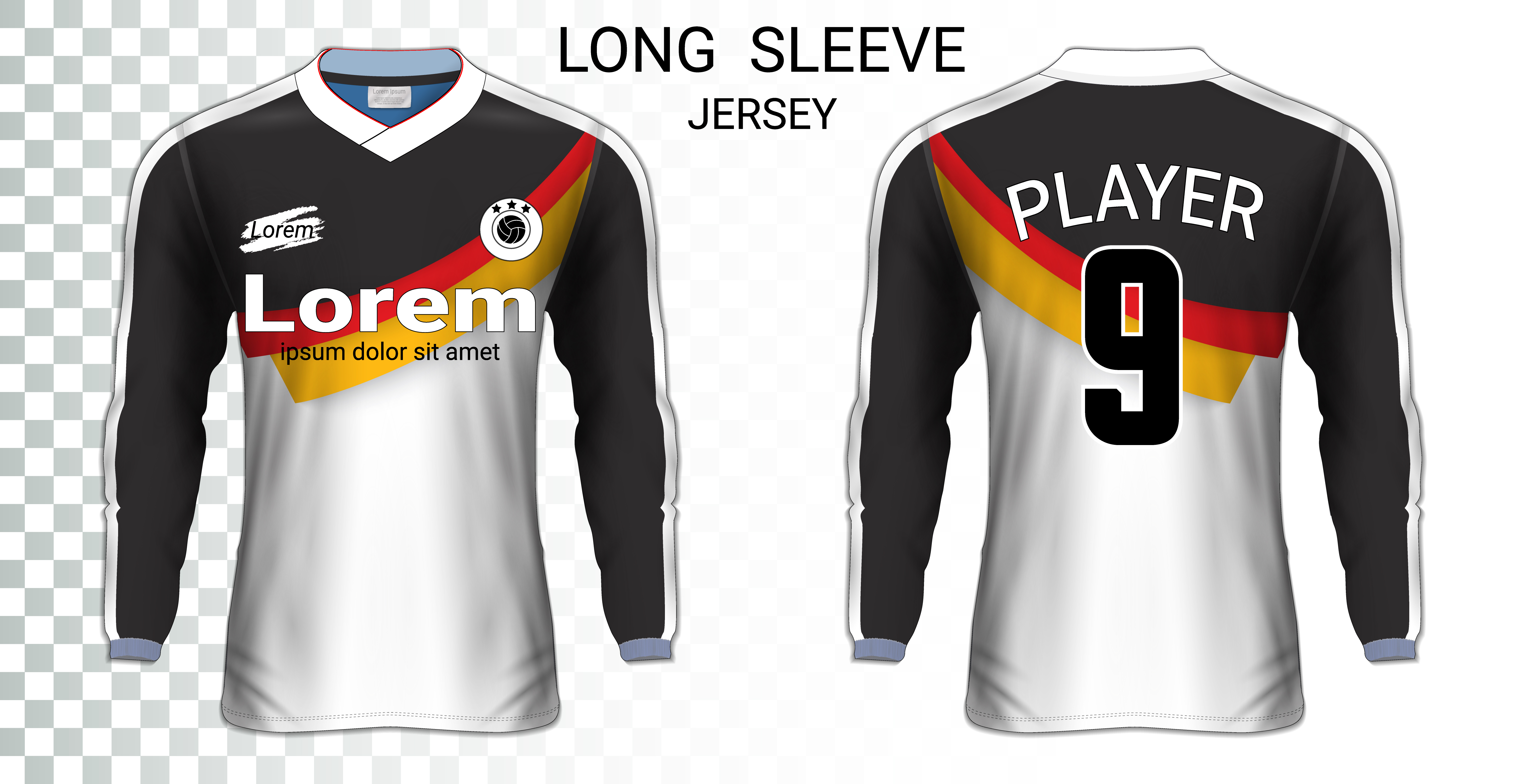 Download Long sleeve soccer jerseys t-shirts mockup template ...