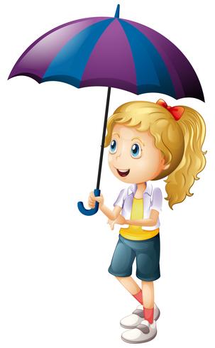 Happy girl holding umbrella vector