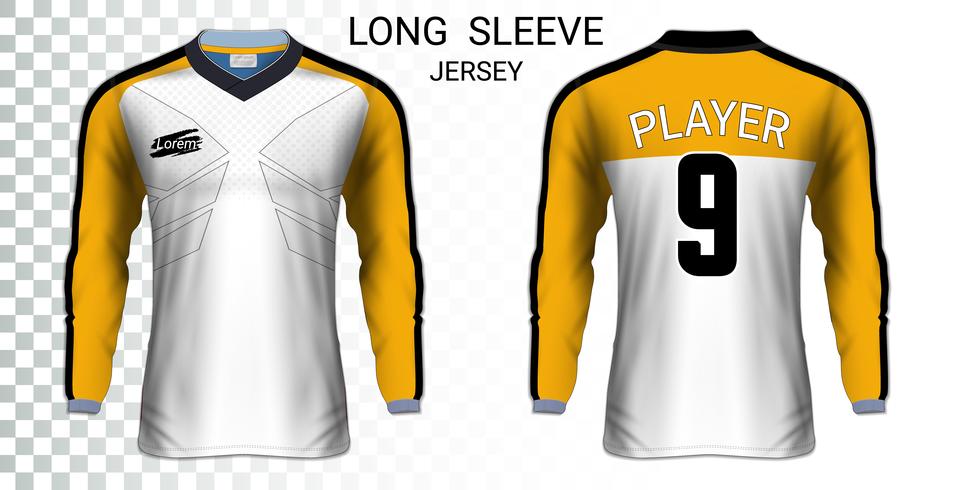 Long sleeve soccer jerseys t-shirts mockup template, Graphic design for football uniforms. vector