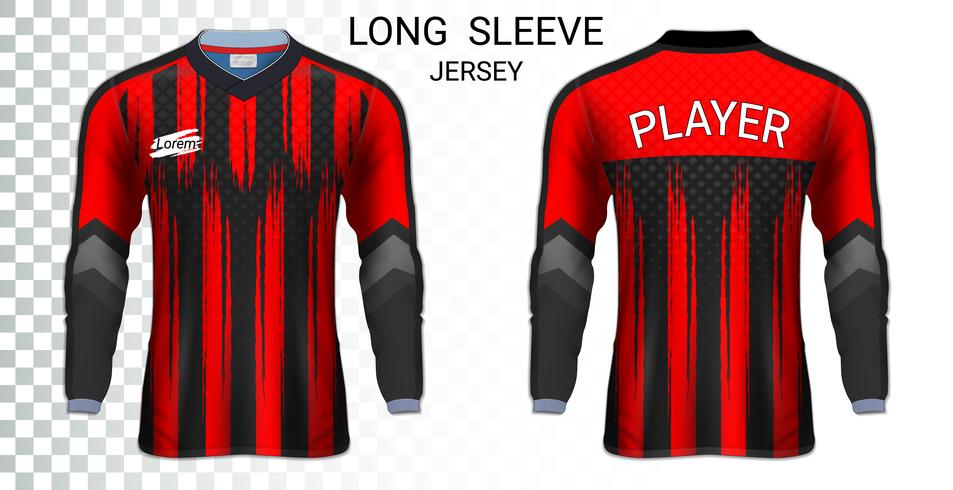 Long sleeve soccer jerseys t-shirts mockup template, Graphic design for football uniforms. vector