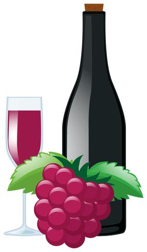 Fresh grapes and juice in bottle vector