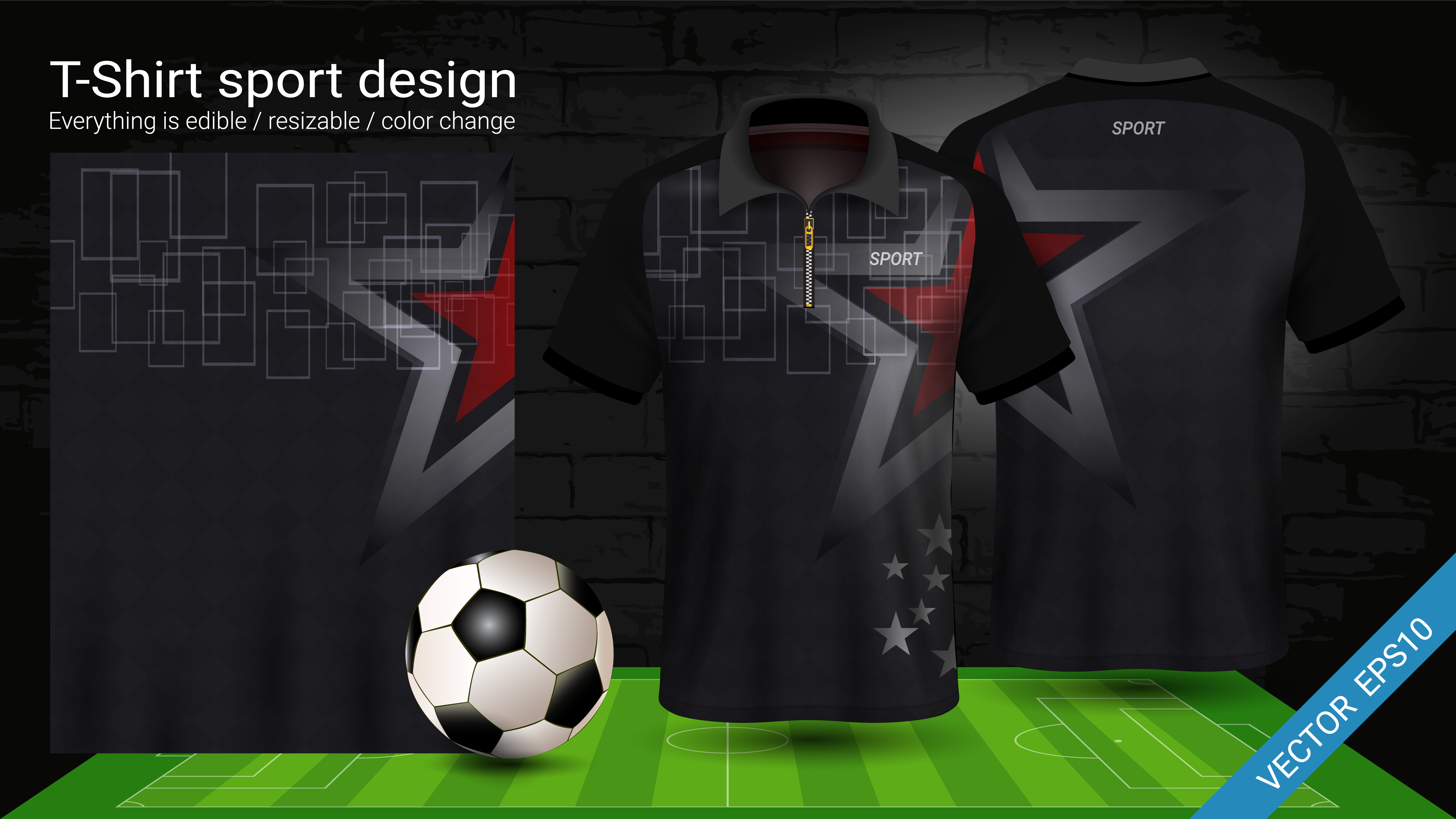 Download Polo t-shirt with zipper, Soccer jersey sport mockup template for football kit or activewear ...