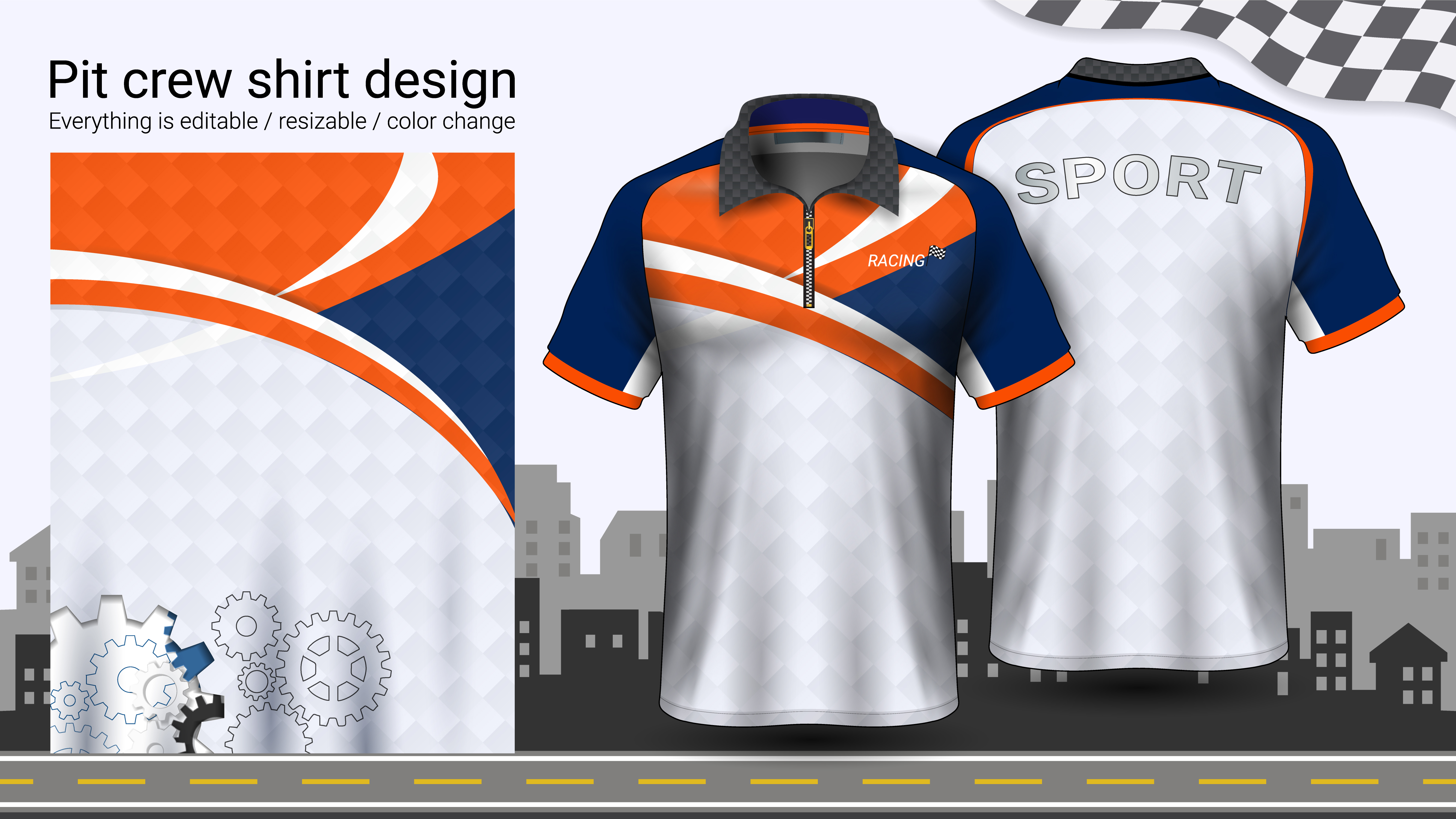Download Polo t-shirt with zipper, Racing uniforms mockup template for Active wear and Sports clothing ...