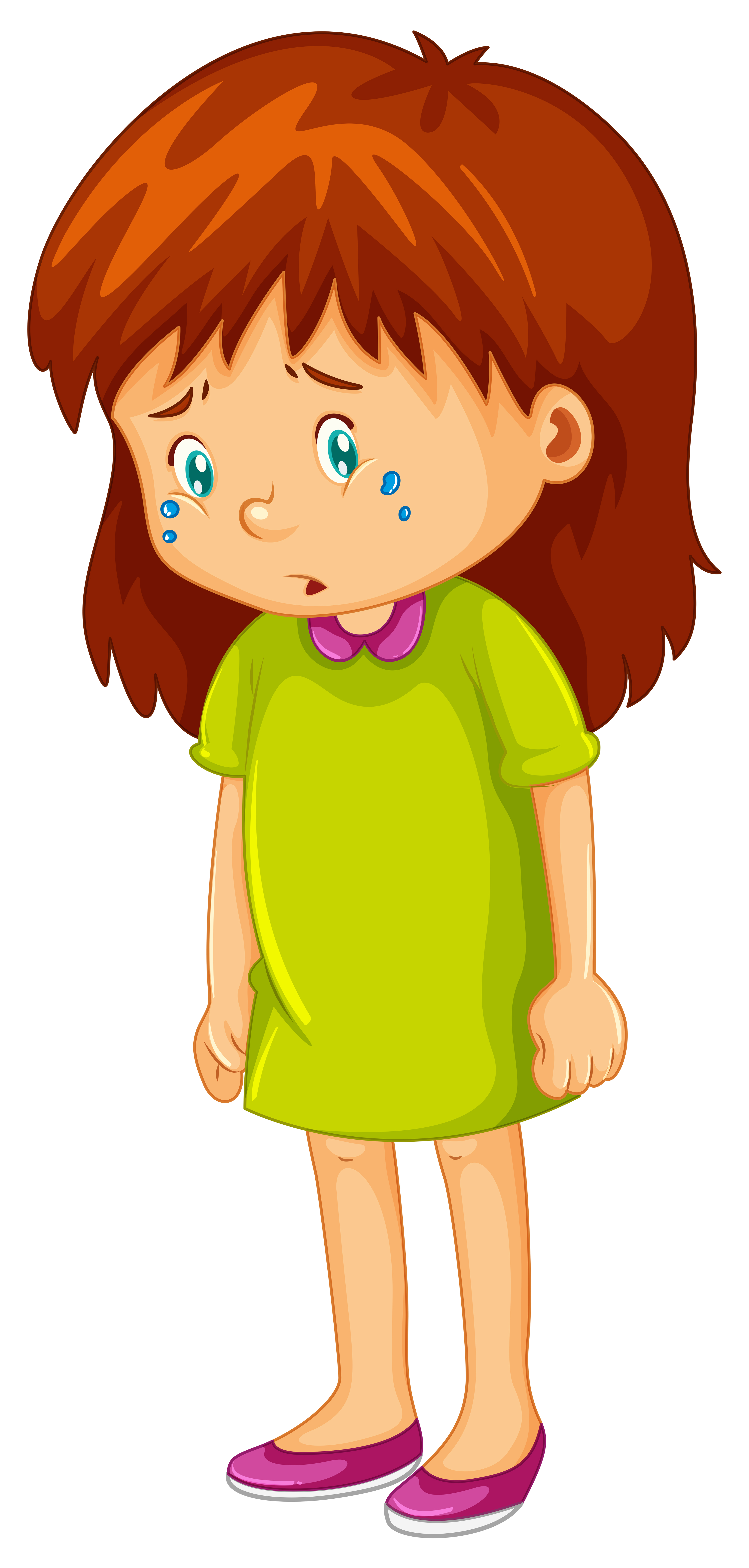 Sad little girl crying - Download Free Vectors Clipart Graphics 