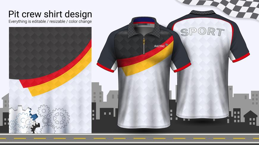 Polo t-shirt with zipper, Racing uniforms mockup template for Active wear and Sports clothing. vector