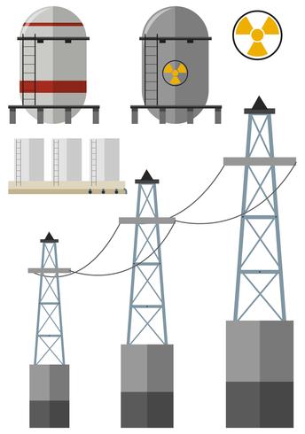 Energy set with fuel tank and electricity wires vector