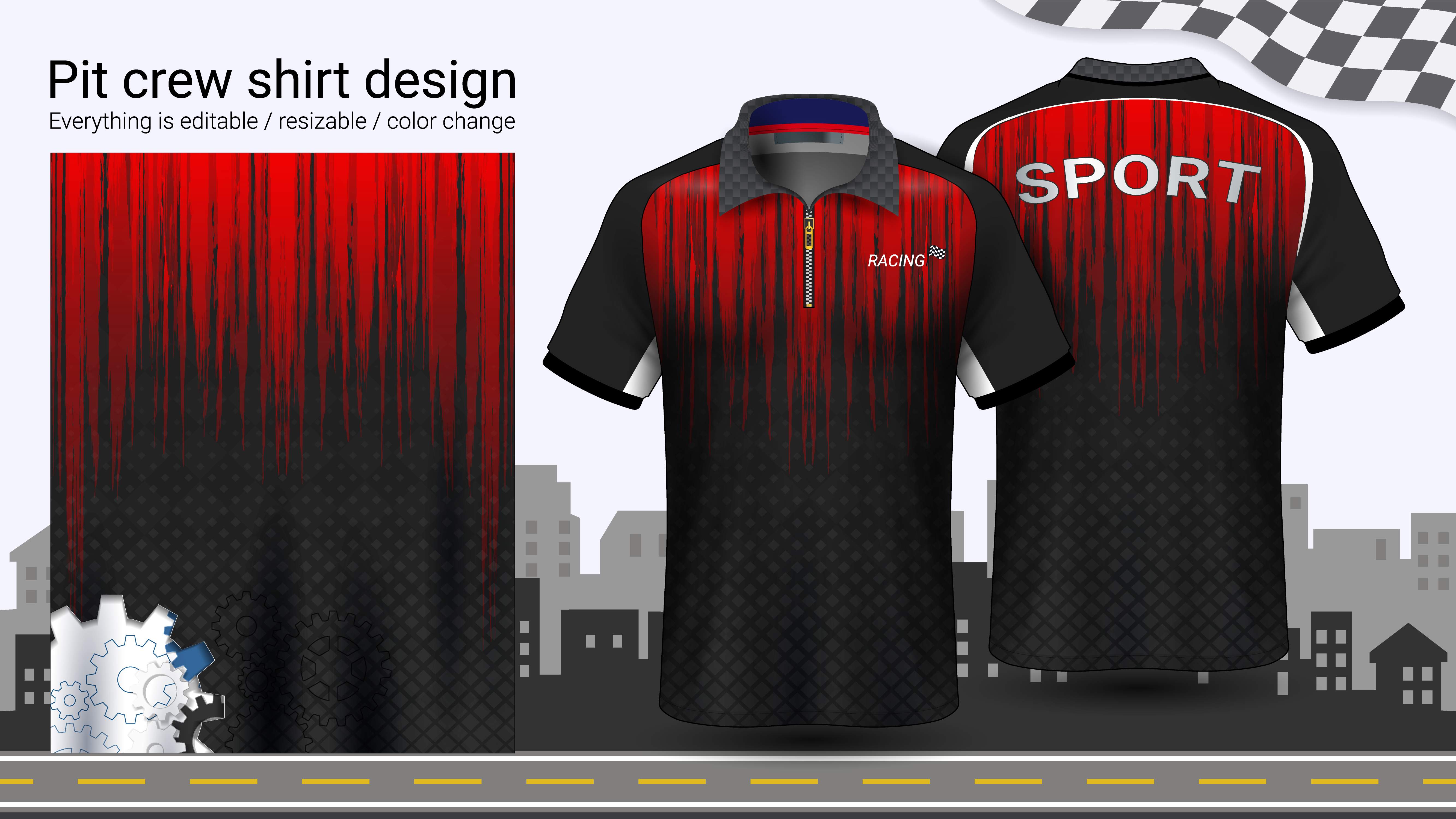 Download Polo t-shirt with zipper, Racing uniforms mockup template ...