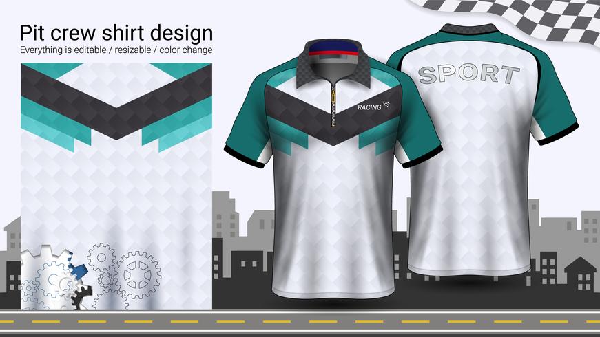 Polo t shirt with zipper Racing uniforms mockup template 