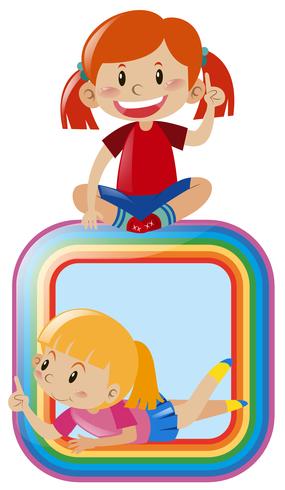 Two girls with happy face vector