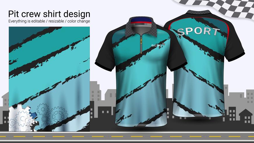 Polo t-shirt with zipper, Racing uniforms mockup template for Active ...