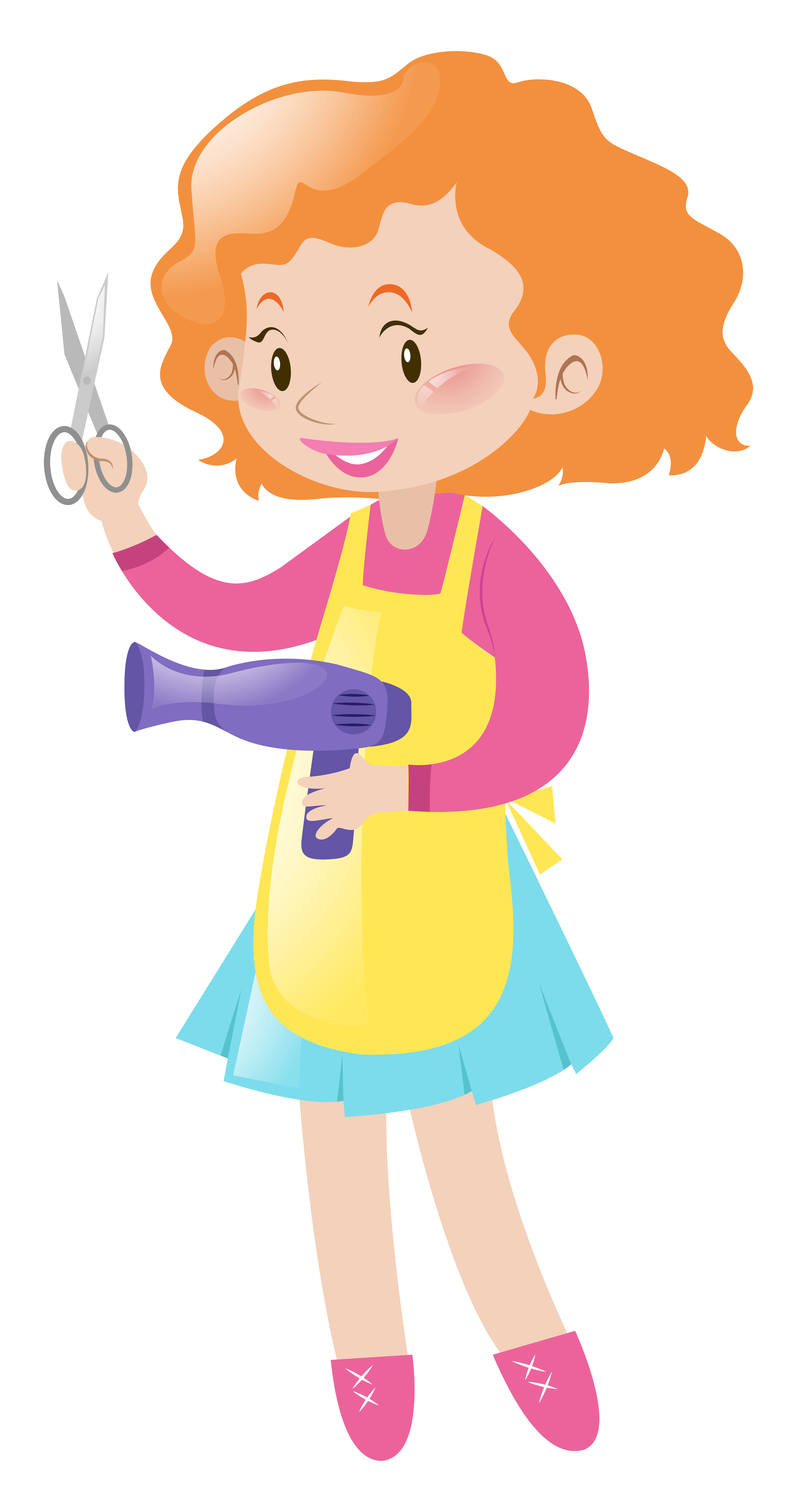 Download Hairdresser holding pair of scissors and dryer 559349 Vector Art at Vecteezy