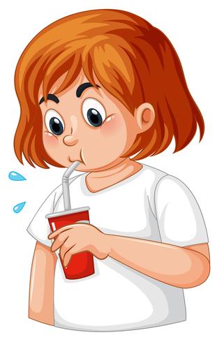 Girl with diabetes thirsty vector