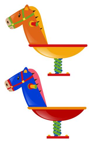 Two rocking horses in different colors vector