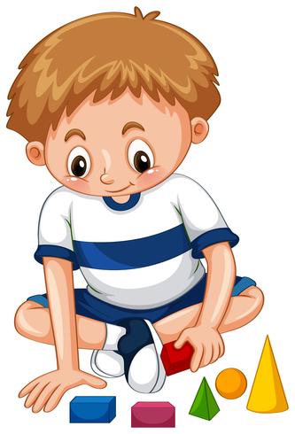 Little boy playing shapes vector