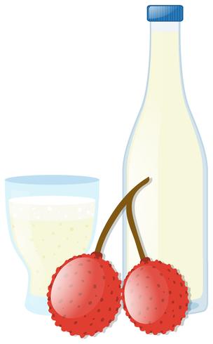 Lynchee and juice in glass vector