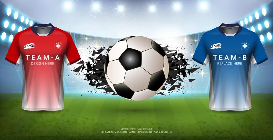 Football tournament template for sport event, Soccer jersey mock-up team A vs team B. vector