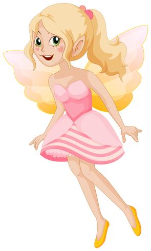 Cute fairy in pink dress smiling vector