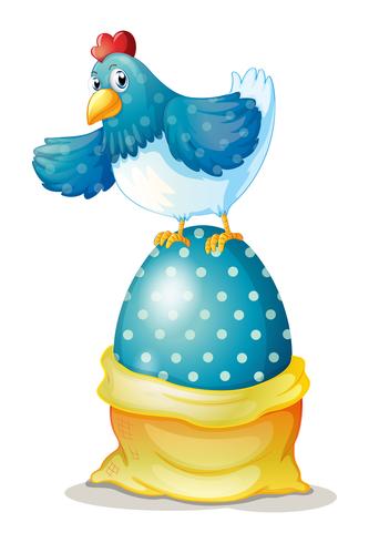 A hen above a big easter egg–  vector