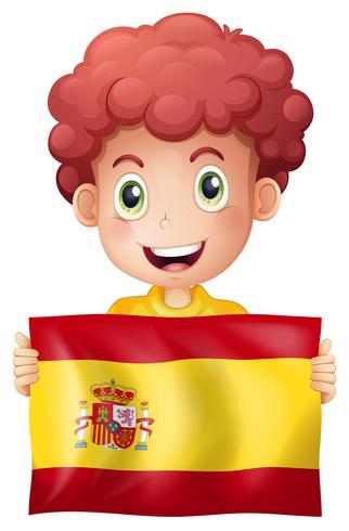 Un niño con bandera española vector