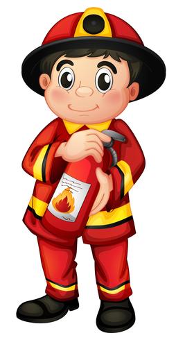 A fire man holding a fire extinguisher vector