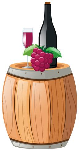 Raspberry juice and wooden barrel vector