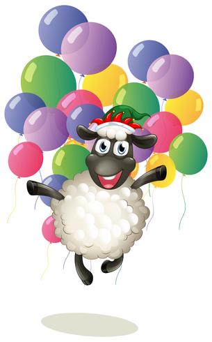 Sheep and colorful balloons vector