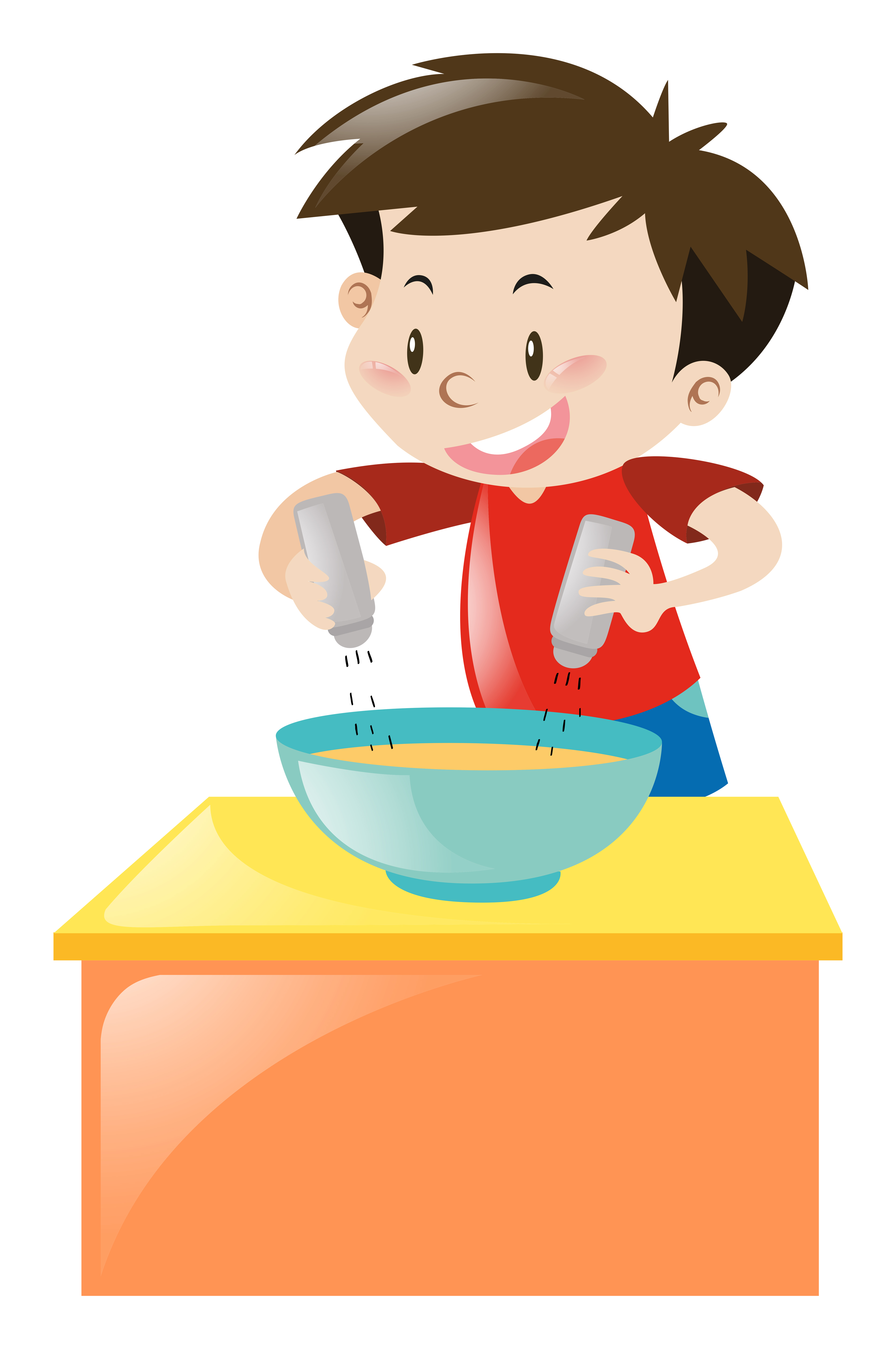 Boy putting salt and pepper in soup 559450 Vector Art at Vecteezy