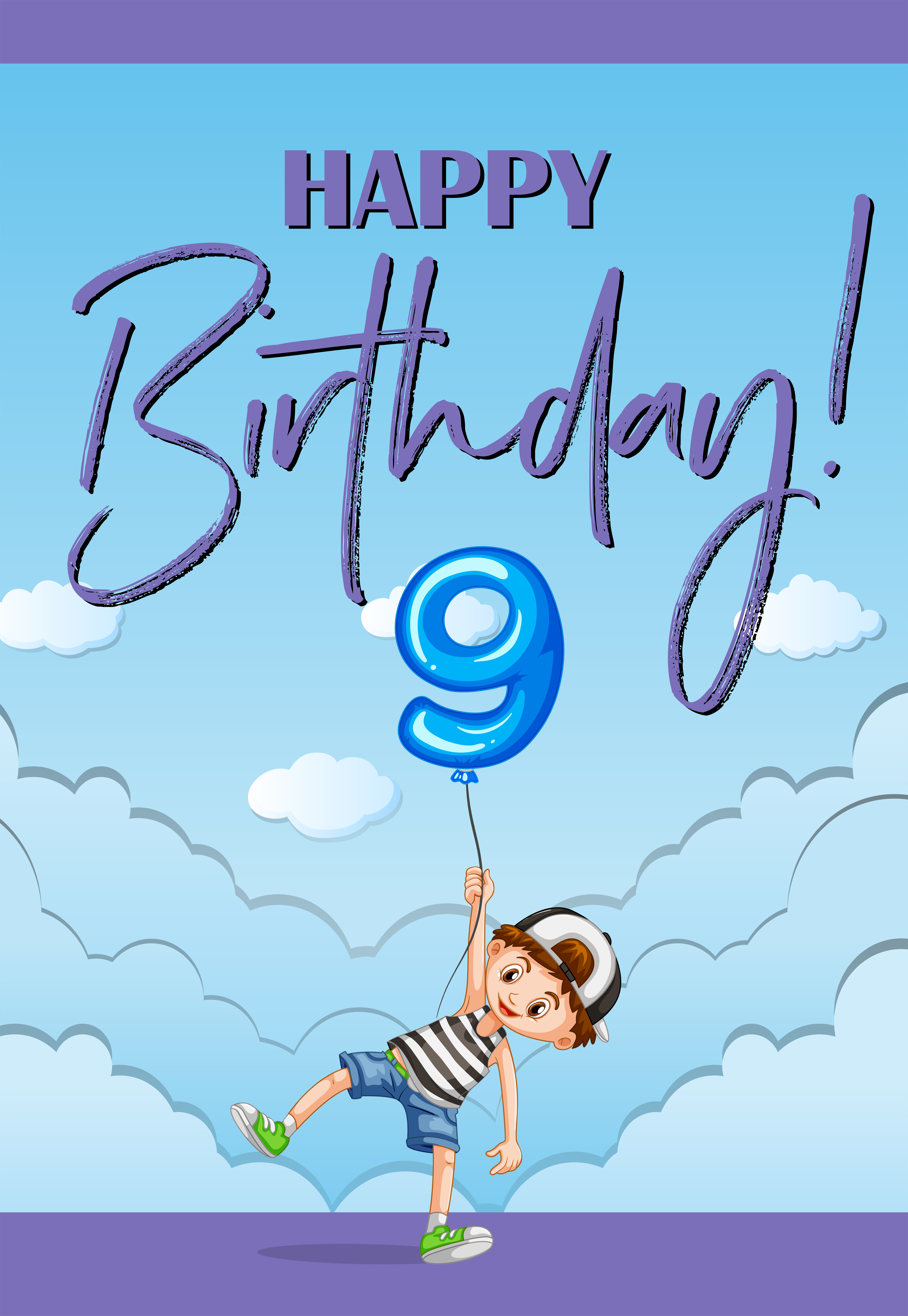 9 Year Old Birthday Card Printable