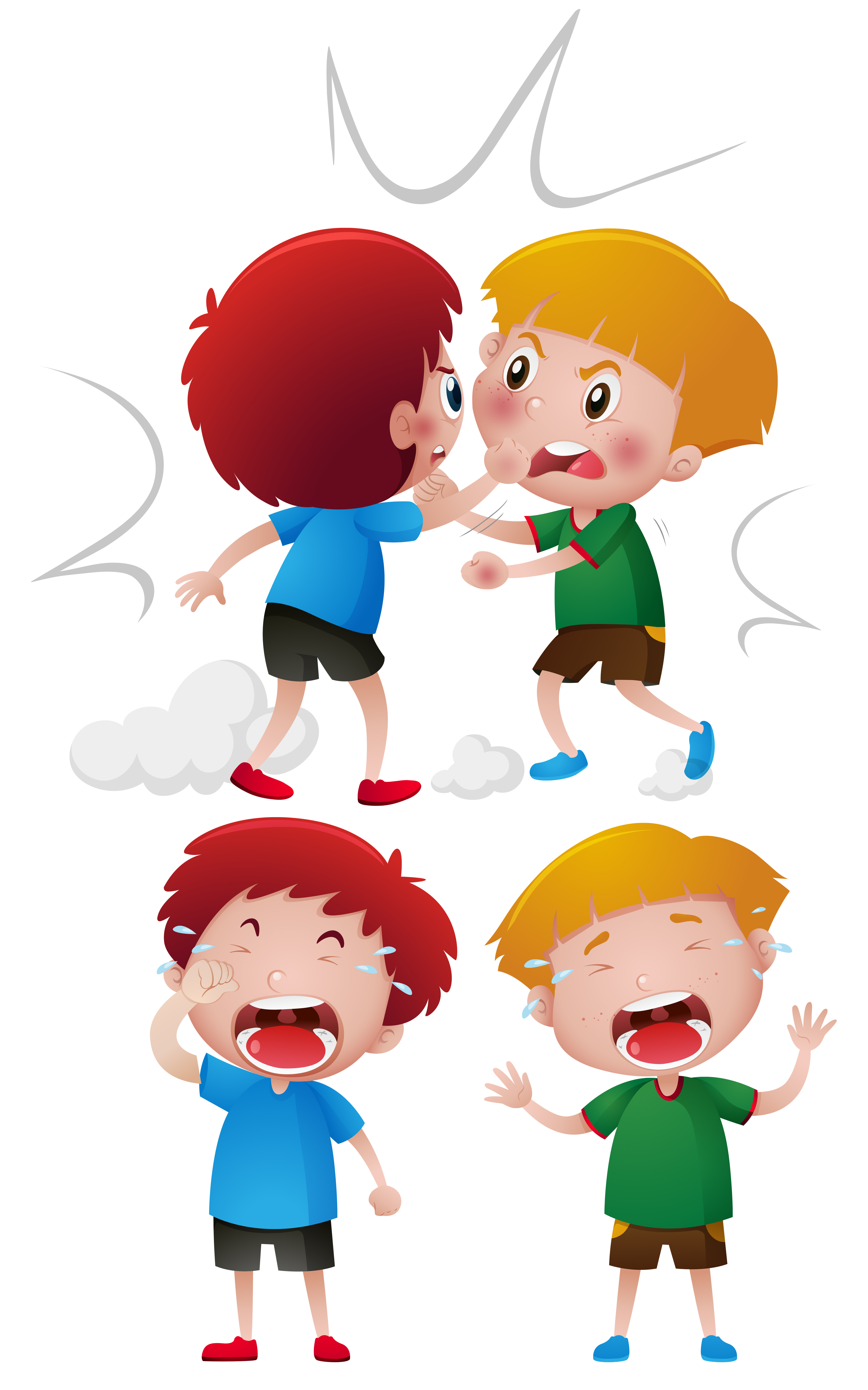 Two boys fighting and crying 559478 Vector Art at Vecteezy