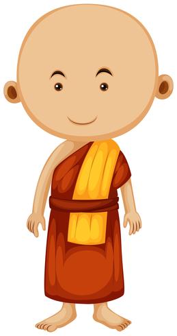 Monje budista con cara feliz vector