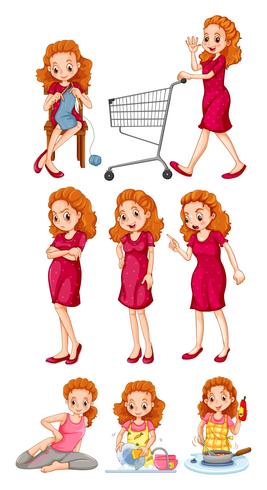 Woman doing different activities vector