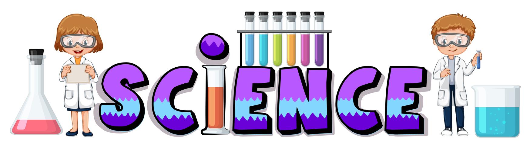 Diseño de palabras para la ciencia con vasos. vector
