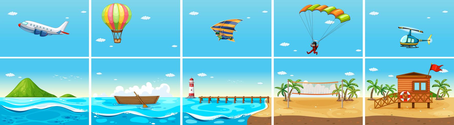 Nature scene with ocean and beach vector