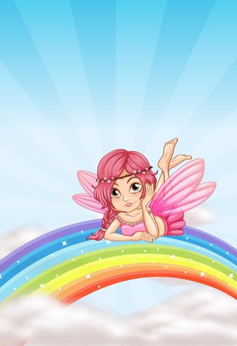 A fairy on the rainbow vector