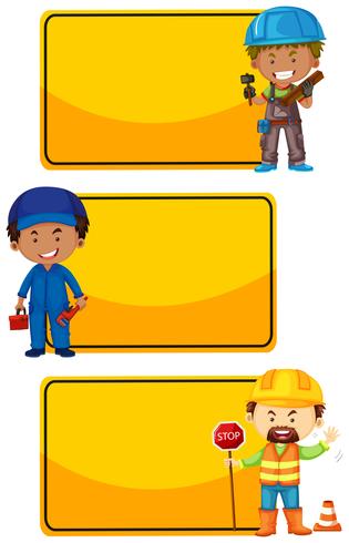 Banner template with construction workers vector