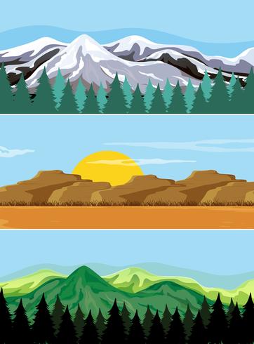 A set of mountain landscape vector