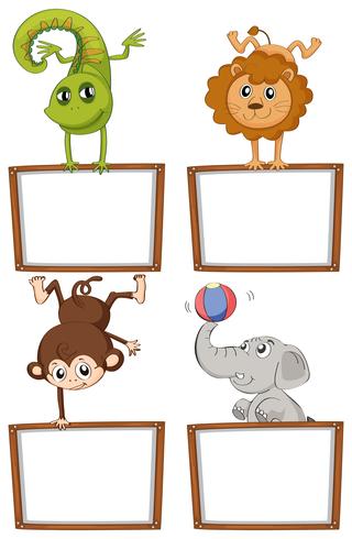 Plantillas de borde con animales lindos vector