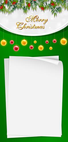 Plantilla de tarjeta de Navidad con fondo verde vector