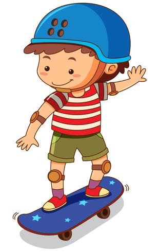 Little boy playing skateboard vector