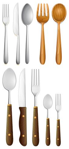 Set of Silverware on White Background vector