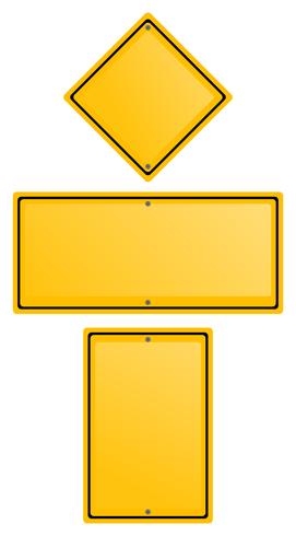 Yellow signs in three shapes vector