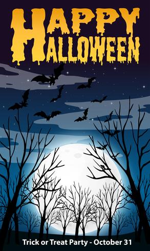 Happy halloween night template vector