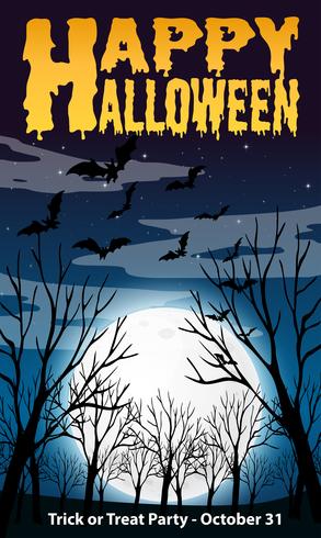 Happy halloween night template vector