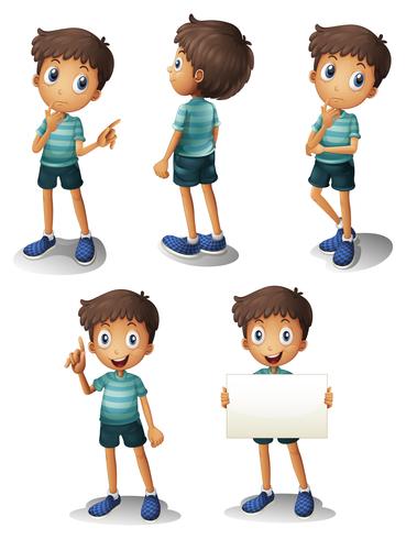 A young boy in different positions vector