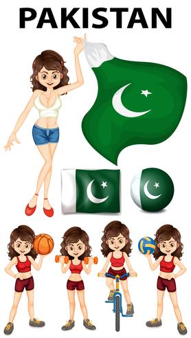 Bandera de Pakistán y muchos deportes. vector