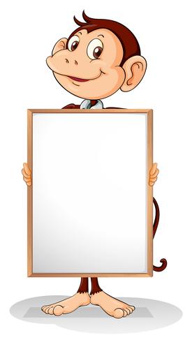 A monkey holding an empty framed banner vector