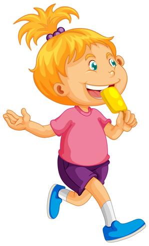 Little girl eating popsicle vector